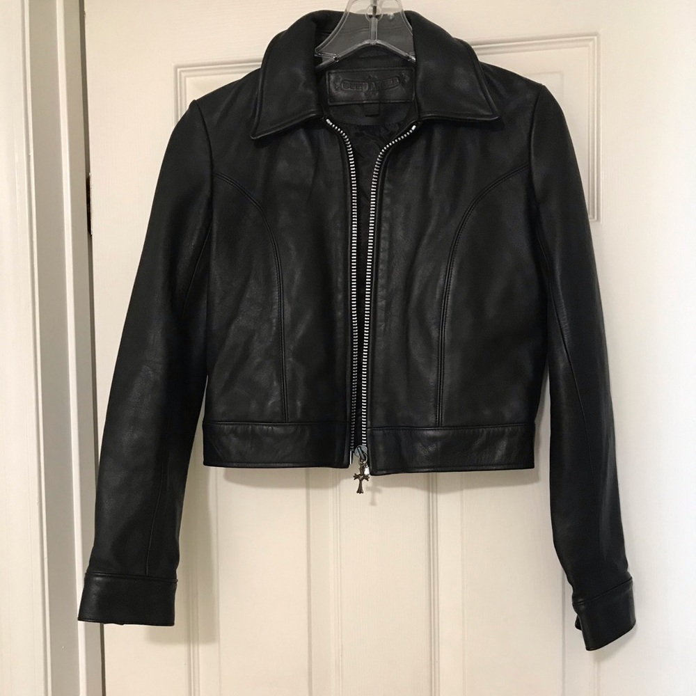 Black thick leather jacket